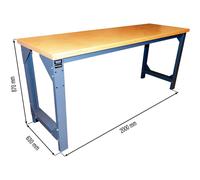 Etabli plateau bois 2000x630mm 1T DRAKKAR - 09054