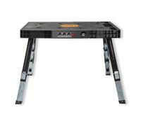 Établi Pliable 5 en 1 Fuxtec FX-WB - Multifonction Utilisable Comme Planche à Roulettes / Chevalet De Sciage / Table De Travail Ou Échafaudage - Prises Électriques intégrées