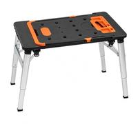 Établi pliable 7 en 1 avec roulettes, plateforme de travail réglable | Se transforme en chevalet de sciage, échafaudage, voiture grimpante, chariot et diable, hauteur réglable de 52,1 à 80 cm.