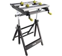 Établi Pliable Aluminium RYOBI, Orientable, Réglage Hauteur, Table 600 x 570 x 760 mm, Avec 4 Mors et e Service