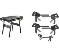 Établi pliable FatMax et ensemble de bases comprenant 6 pièces : 2 pinces à levier de 10,16 cm et 4 pinces à levier de 15,24 cm, de couleur noire et grise