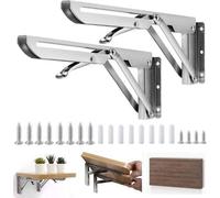 Établi pliant 300 mm, 2 pièces en acier, pliable, charnière, pour charges lourdes, ressort de pliage, ressort de pliage, support de pliage, support mural pour plateaux de table, capacité de charge : 6