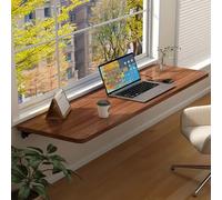 Établi Pliant Mural, Table escamotable Gain de Place, Bureau à Rabat avec Supports de Forte durabilité pour Petits espaces, Bureau à Domicile,Marron,100×30cm(39×12in)