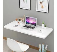 Établi Pliant Mural, Table escamotable Gain de Place, Bureau à Rabat avec Supports de Forte durabilité pour Petits espaces, Bureau à Domicile,Blanc,80×40cm(31×16in)