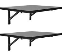 Etabli pour montage mural - pliable 2 pièces - charge max. 226,8 kg - bois & acier - dimensions 60×58×25 cm par établi - noir