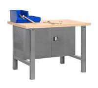 ETABLI PRO Bois Métal avec armoire métallique de rangement 865x1500x750mm gris 1 niveau agglo 800kg en kit