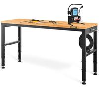 Etabli réglable en hauteur 122 x 61 x 72 - 97 cm Table de serrage, capacité de poids 900 kg Table de travail, brun Etabli d'outil pliable en acier laminé à froid, table de travail multifonctions pour 