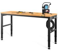 Etabli réglable en hauteur 155 x 51 x 72 - 97 cm Table de serrage, capacité de poids 900 kg Table de travail, brun Etabli d'outils pliable en acier laminé à froid, table de travail multifonctionnelle 