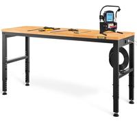 Établi réglable en hauteur VEVOR 135 x 46 x 72 - 97 cm Table de serrage, capacité de poids 900 kg Table de travail, brun Établi d'outils pliable en acier laminé à froid, table de travail multifonction