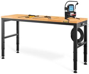 Établi réglable en hauteur VEVOR 135 x 46 x 72 - 97 cm Table de serrage, capacité de poids 900 kg Table de travail, brun Établi d'outils pliable en acier laminé à froid, table de travail multifonction