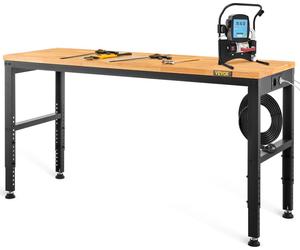 Établi réglable en hauteur VEVOR 155 x 51 x 72 - 97 cm Table de serrage, capacité de poids 900 kg Table de travail, brun Établi d'outils pliable en acier laminé à froid, table de travail multifonction