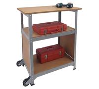 Établi Relaxdays, avec roulettes, dimensions : 69,5 x 72,5 x 50 cm, réglable en hauteur, plan de travail avec panneau perforé, acier et MDF, couleur argent