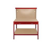 MonsterShop – Établi à LED – 120×60 cm – Rouge – Tiroir intégré & panneau perforé – 370 kg max