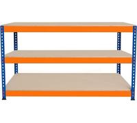Établi S-Rax à 3 niveaux 150 cm x 60 cm x 90 cm | 300 kg par étagère et 6 poutres de soutien renforcées | Table d'atelier | Acier, aggloméré et pieds en caoutchouc [Montage sans vis et étagères réglab