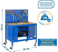 Etabli sans parafousses SIMONWORK MOBILE BT2 CABINET 1200 BLEU/BOIS
