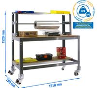 Établi sans parafousses SIMONWORK MOBILE BT4 1500 CINZA/MADEIRA