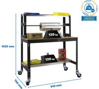 Établi sans parafousses SIMONWORK MOBILE BT4 900 ANTRACITE/MADEIRA