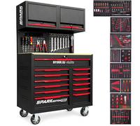 Etabli Servante d'Atelier Garage BM TOOLS SPARK EDITION PRO, 13 Tiroirs, 471 PCS, 2 étagères Verrouillable, Chariot Outillés