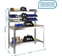 Etabli Simonwork Bt1 1500 Galva/bois Galva/bois 1445x1510x760 - Simonrack