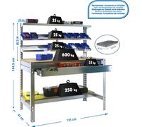 Etabli Simonwork Bt1 Box 1200 Galva/bois Galva/bois 1445x1210x610 - Simonrack