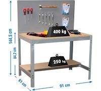 Simonrack Établi SIMONWORK BT2 144,5×91×61 cm Gris/Bois – Charge 400 kg