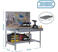 Etabli Simonwork Bt2 Box 1200 Galva/bois Galva/bois 1445x1210x610 - Simonrack