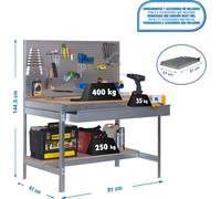 Etabli Simonwork Bt2 Box 900 Galva/bois Galva/bois 1445x910x610 - Simonrack