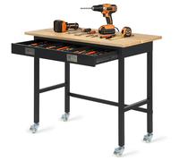 Établi - Table d'atelier et de bricolage avec tiroirs et roulettes - Capacité de charge : 680 kg - Surface de travail : 122 x 61 cm