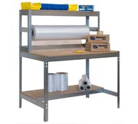 Etabli Table d'Emballage 1440x1200x750mm galva 2 niveaux agglo 600kg en kit (BT-4 1200)