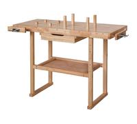 ETABLI - TECTAKE - Etabli en Bois de Garage d’Atelier 117 cm x 475 cm x 83 cm + 2 Étaux Tiroir spacieux