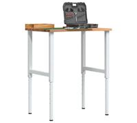 vidaXL Établi brun clair 80x60x(71,5-98) cm Chêne massif
