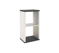 Etagère 2 cases en bois décor granit et laqué blanc - ET15016