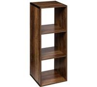 Meuble Étagère 3 Cases De Rangement Effet Bois Foncé Style Industriel H 100.5 Cm