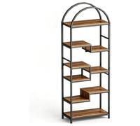 Étagère 3 en 1 : penderie, bibliothèque et organisateur d'entrée - 170 cm - Structure en métal - Compartiments de rangement - Couleur vintage