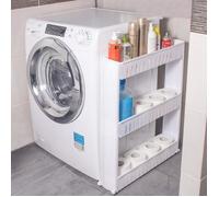 Etagère 3 étages à roulettes SPRINGOS - Meuble de rangement de cuisine et salle de bains - Blanc