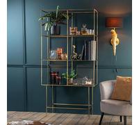 Etagère 3 niveaux 100x40x200 cm en verre et métal doré