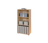 Inter Link - Bibliothèque - Étagère sur pied - 3 compartiments - Étagères réglables en hauteur - Étagère en bois - Salon - Bureau - Parini 2 - Chêne finlandais, Naturel