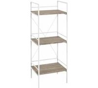 HAKU Étagère 3 niveaux Duja – chêne clair / blanc MDF & métal – 96×27×27 cm – style moderne