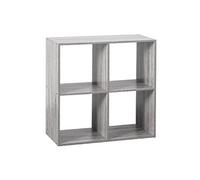 Etagère 4 cases en panneaux de particules chêne gris - Dim : L.67.6 x P.32 x H.67.6 cm -