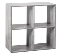 Étagère 4 cases en panneaux de particules chene gris - Dim : L.67.6 x P.32 x H.67.6 cm