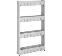Etagère 4 étages à roulettes SPRINGOS - Meuble de rangement de cuisine et salle de bains - Gris