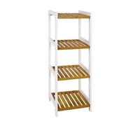 Etagère 4 niveaux 35x33x112 cm en bois naturel et blanc