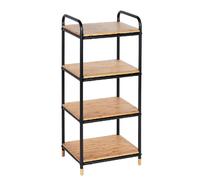 Etagère 4 niveaux en Bambou et Métal - Noir et Beige