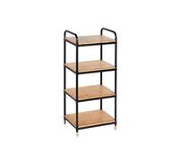 - Etagère 4 niveaux en Bambou et Métal - Noir et Beige - Loft