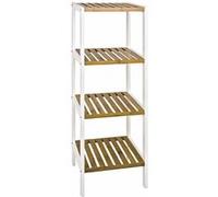 HAKU étagère Nature, Blanc, Bambou, MDF - Dim.: L 35 cm x H 112 cm x P 33 cm, Style: Scandinavian