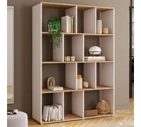 IDMarket - Etagère bibliothèque JENA 4 Niveaux Blanc et Effet Bois 143 cm