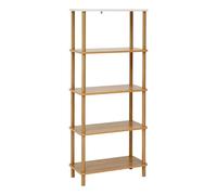 Etagère 5 niveaux effet bois d'acacia et travertin COME - 5five