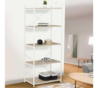 Etagère 5 niveaux DETROIT 170cm design industriel bois et métal blanc