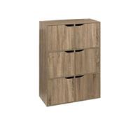 Etagère 6 cases de rangement avec portes Mix n' modul - Longueur 67,50 cm x Hauteur 100,50 cm - Marron