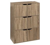 Etagère 6 cases de rangement avec portes Mix n' modul - Longueur 67,50 cm x Hauteur 100,50 cm - Marron